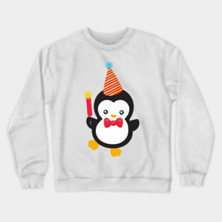 New Year Penguin, Party Hat, Firecracker, Bow Tie Crewneck Sweatshirt